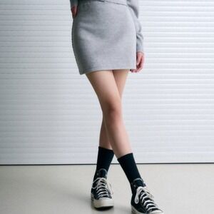 Vintage Free People 90's Y2K Grey Mini Sweater Skirt Casual Boho‎ Women's Medium